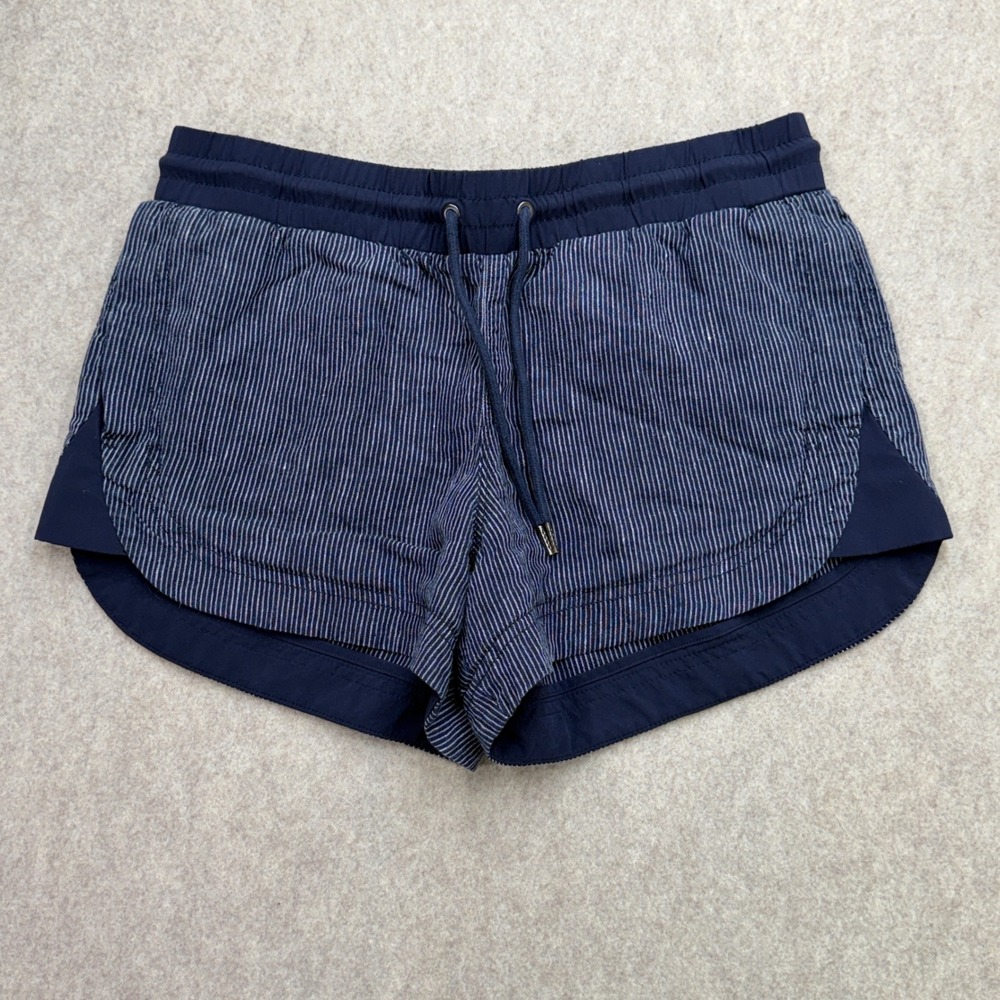 Athleta Shorts Womens 8 Blue Linen Striped Coastal Nautical Beach Athleisure